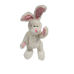 K and K Vintage White Jointed Bunny Rabbit Plush Stuffed Easter 11 Inch